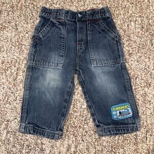Vintage Thomas The Train Jeans Boys 18M Blue Denim Patch Cartoon  Elastic Cotton